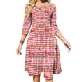 thumbnail image 1 of Vestido acampanado con escote cuadrado y estampado elegante para mujer, 1 of 6