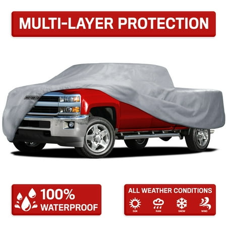 Motor Trend Four Season Waterproof Outdoor Truck Cover for Heavy Duty Use - 4 Layers Snow, Water, Sun , UV