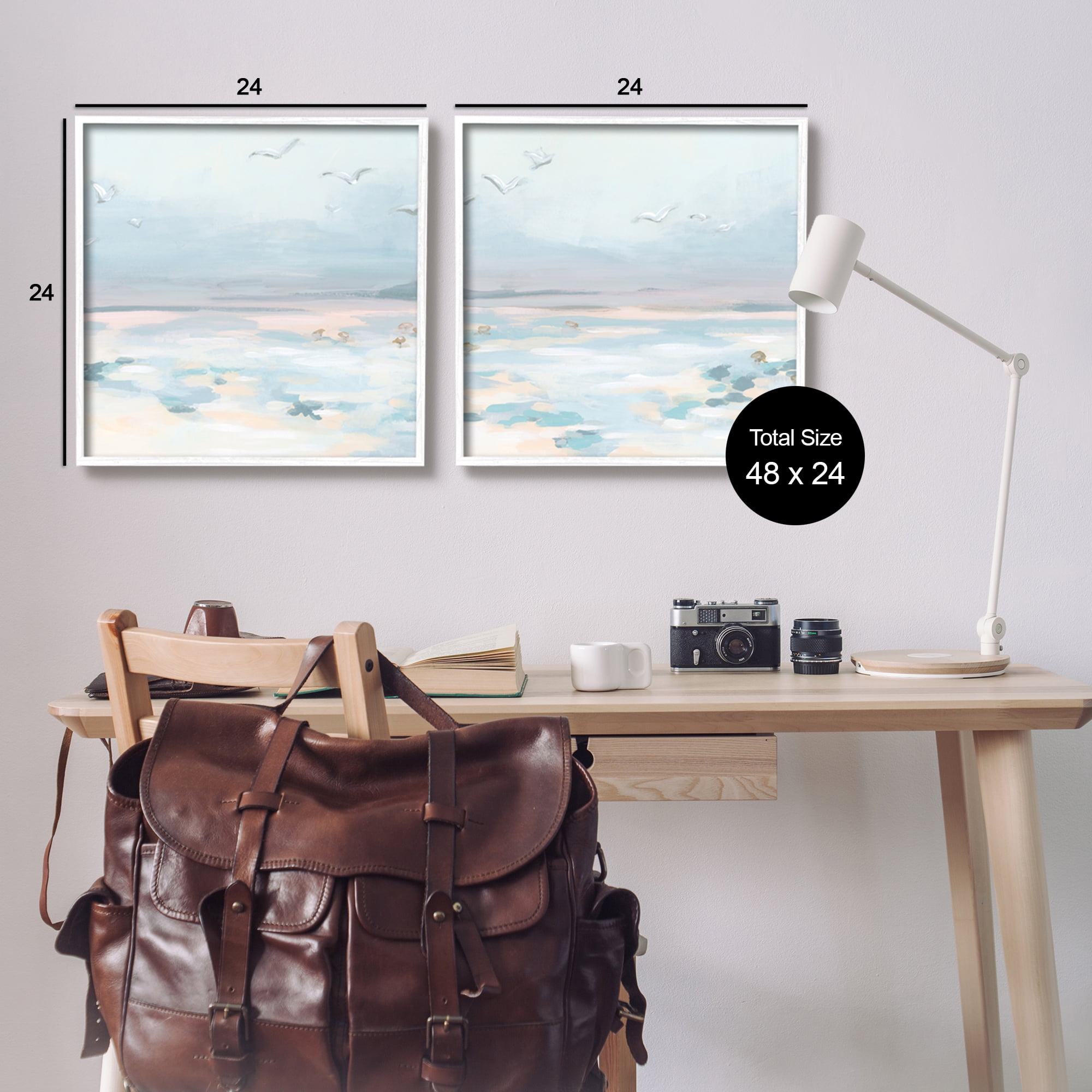 Stupell Industries Pastel Coast Landscape Landscape Painting White Framed Art Print Wall Art, 24 x 24