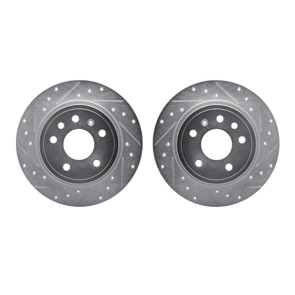 Dynamic Friction Company Rear Brake Rotors-Drilled and Slotted-Silver 7002-65020