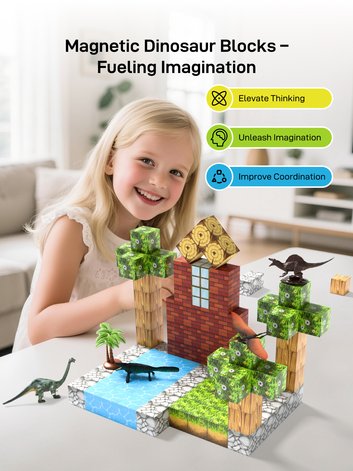 Veecafiodi 108-Piece Magnetic Blocks Dinosaur Set photo 3