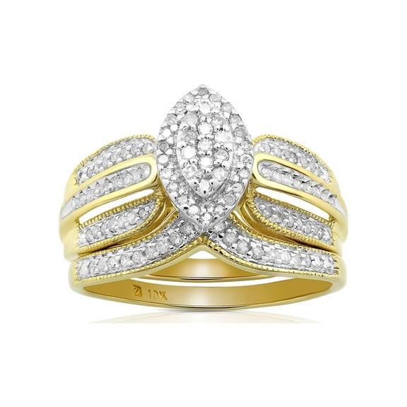 Forever Bride Bridal Set Ring with 0.33 Carat T.W. Diamond in 10K Yellow Gold For Women