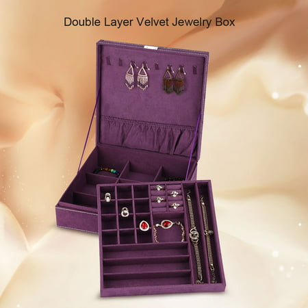 3 Colors Double Layer Jewelry Earrings Rings Bracelet Necklace Box Organizer Storage, Jewelry Storage Case, Earrings