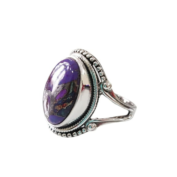 Natural Purple Copper Turquoise Ring, Turquoise Ring, December Birthstone, Bohemian Band, 925 Sterling Silver, Womens Ring, Christmas, Thanksgiven, Handmade, Statement Jewelry, Natural Turquoise Ring