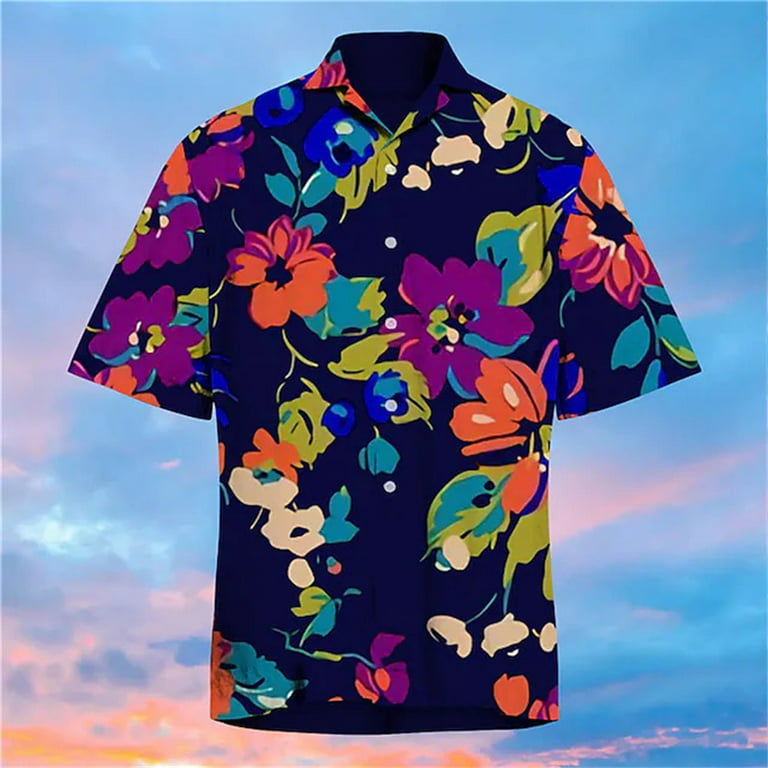 B91xZ Men's Shirts Men'S Summer Vacation Tourism Beach Fashionn