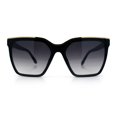 thumbnail image 4 of Womens Metal Brow Oversized High Temple Rectangle Plastic Sunglasses Black - Smoke, 4 of 7