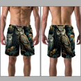 thumbnail image 3 of luoweisi Men's Beach Shorts Quick Dry Swim Trunks with Mesh Lining Cartoon Owl M, 3 of 5