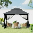 thumbnail image 2 of HAPPATIO Patio Gazebo 10' X 12', Ventilated Double Roof & Mosquito Netting, Outdoor Gazebo with Metal Frame, Soft Top Canopy for Backyard, Deck, Poolside, 2 of 8