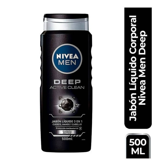 Jabón Liquido corporal NIVEA MEN Deep rock salts antibacterial 500 ml