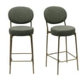 thumbnail image 5 of 30" Counter Height Bar Stools Set of 2, Modern Faux Leather Barstools with Golden Frame, Upholstered Kitchen Island Chairs with Metal Base Legs, Green, 5 of 9