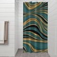 thumbnail image 2 of Teal Gold Marble Pattern Shower Curtain 36"x72" ,Bathroom Decorative Shower Curtains Set with 12 Hooks,Modern Waterproof Washable Shower Curtain, 2 of 6