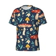 thumbnail image 3 of Yiaed Colorful Mushrooms Print Mens Short Sleeve Tight Fit T-Shirt, Crewneck Casual Tee-Small, 3 of 5