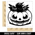 thumbnail image 2 of Little Raven Crow in Jack-O'-Lantern Pumpkin Halloween Square Rubber Stamp Stamping Scrapbooking Crafting - Small 1.25in, 2 of 7