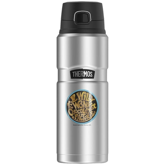 Willy Wonka & The Chocolate Factory Logo, THERMOS STAINLESS KING Stainless Steel Drink Bottle, Vacuum insulated & Double Wall, 24oz