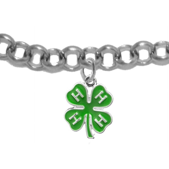 4-H Club Adjustable Charm Bracelet, Hypoallergenic, Safe-No Nickel, No Lead, No Poisonous Cadmium In Metal.  Will Not Irritate Anyone With Sensitive Skin©2019 Jewelry, Free Shipping, Made In The USA