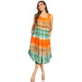 thumbnail image 5 of Sakkas Desert Sun Caftan Dress / Cover Up - Coral / Green - One Size, 5 of 5