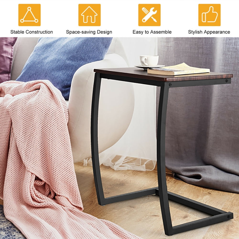 Finihen End Table, C-shaped Sofa Side End Table with Steel Frame, Sofa Side Table, Bed Side Table, for Small Space, Living Room, Bedroom, Coffee Finihen End Table, C-shaped Sofa Side End Table with Steel Frame, Sofa Side Table, Bed Side Table, for Small Space, Living Room, Bedroom, Coffee