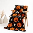 thumbnail image 2 of Halloween Throw Blanket, Soft Plush Fleece Cozy Throw Blanket, Jack‑o‑Lantern Maple Leaf Candle White Star Blanket, Holiday Decor for Halloween Party Sofa Bed Living Room Indoor,71x79Inch, 2 of 4