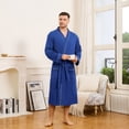 thumbnail image 6 of Vulcanodon Mens 100% Cotton Robe，Soft Lightweight Long Spa Bathrobe for Men (ROYAL BLUE, 3XL/4XL), 6 of 7