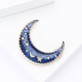 thumbnail image 5 of Blue Enamel Crescent Moon Brooch Pin with Sleeping Metal Stars – Celestial Night Jewelry for Women, Men Unique Gold Tone Vintage-Style Accessory, 5 of 7