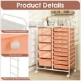 thumbnail image 4 of FASCK  15-Drawer Rolling Storage Cart, Mobile Utility Cart with Heavy-duty Frame & Lockable Wheels, Multipurpose Storage Organizer for Tools, Paper, Home, Office, School, Peach, 4 of 7