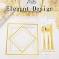 thumbnail image 3 of 350Pcs Clear Plastic Plates with Gold rim - Clear Gold Disposable Dinnerware for 50 Guests include 100 Square Plastic Plates 50Cups 50Cutlery 50Napkins Perfect for New Year Party&Wedding, 3 of 17
