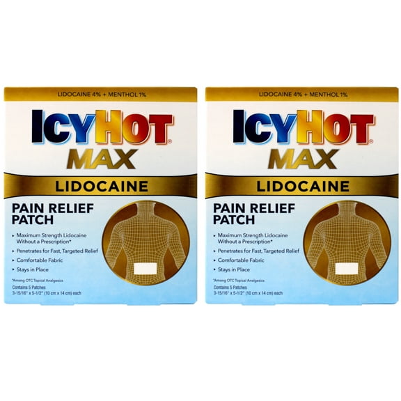 Icy Hot Lidocaine Patch Plus Menthol 5 ea (Pack of 2)