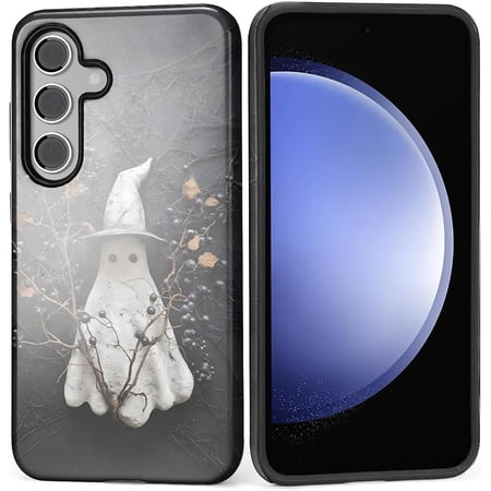 Case for Samsung Galaxy S24,2 in 1 PC Hard Shell Silicone Inner Bumper Anti-Scratch Full-Body Cover Shockproof Slim Design-Cute and Spooky Halloween