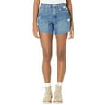thumbnail image 6 of BLANK NYC High Rise Raw Hem Second Round Distressed Denim Shorts-Blue / 26, 6 of 7