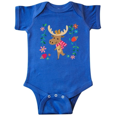

Inktastic Woodland Moose Spring Flowers Gift Baby Girl Bodysuit