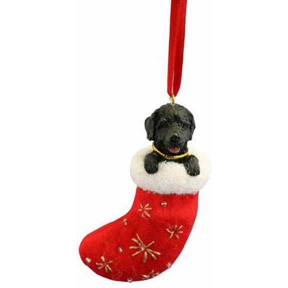 Newfoundland Christmas Stocking Ornament with "Santa's Little Pals" Hand Painted