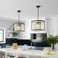 thumbnail image 2 of ZHLWIN Dining Room Light Fixture, 15.74 inch Round Lndustrial Farmhouse Chandelier Black Metal Crystal Pendant Light for Kitchen Island Dining Room Living Room Flat, 2 of 7