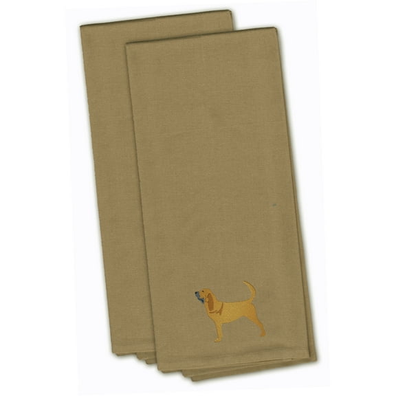 Bloodhound Tan Embroidered Towel Set of 2