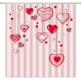 thumbnail image 6 of Valentine''s Day Shower Curtain Red Pink Heart Striped Love Couple Sweet Romantic Fabric Bathroom Decor Curtain with Hooks,Pink Red, 6 of 6