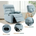 thumbnail image 5 of Alwalue Small Rocking Recliners Chair with Adjustable Footrest for Small Spaces Swivel Rocker Recliner for Living Room Bedroom Nursery - Mint Blue, 5 of 7