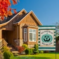 thumbnail image 6 of AVOIN Halloween Garden Flag Watercolor Stripes Teal Jack-O'-Lantern Vertical Double Sided, Non-Food Treats Available Here Yard Outdoor Decoration 12.5 x 18 Inch, 6 of 7