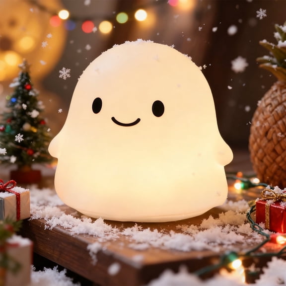 Cute Ghost Night Light - Rechargeable Halloween Decor with Timer, 30-Min Timer, Dimmable LED Squishy Silicone Lamp for Bedroom, Halloween Gifts & Decorations