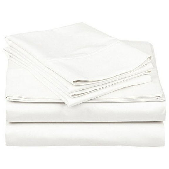 Pacific Linens Luxurious Soft 4 Piece Bed Sheet Set with Deep Pockets | 100% Cotton | Hypoallergenic, Wrinkle, Fade&Stain Resistant | 500 Thread Count | Cal King Size | White