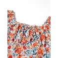 thumbnail image 5 of Coduop Women Puff Sleeve Dress Summer Floral Square Neck Ruffle Split Beach Dress, 5 of 9