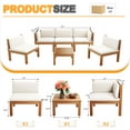 thumbnail image 6 of Homall 6 Pieces Patio Conversation Set Acacia Wood Outdoor Furniture Set, White, 6 of 7