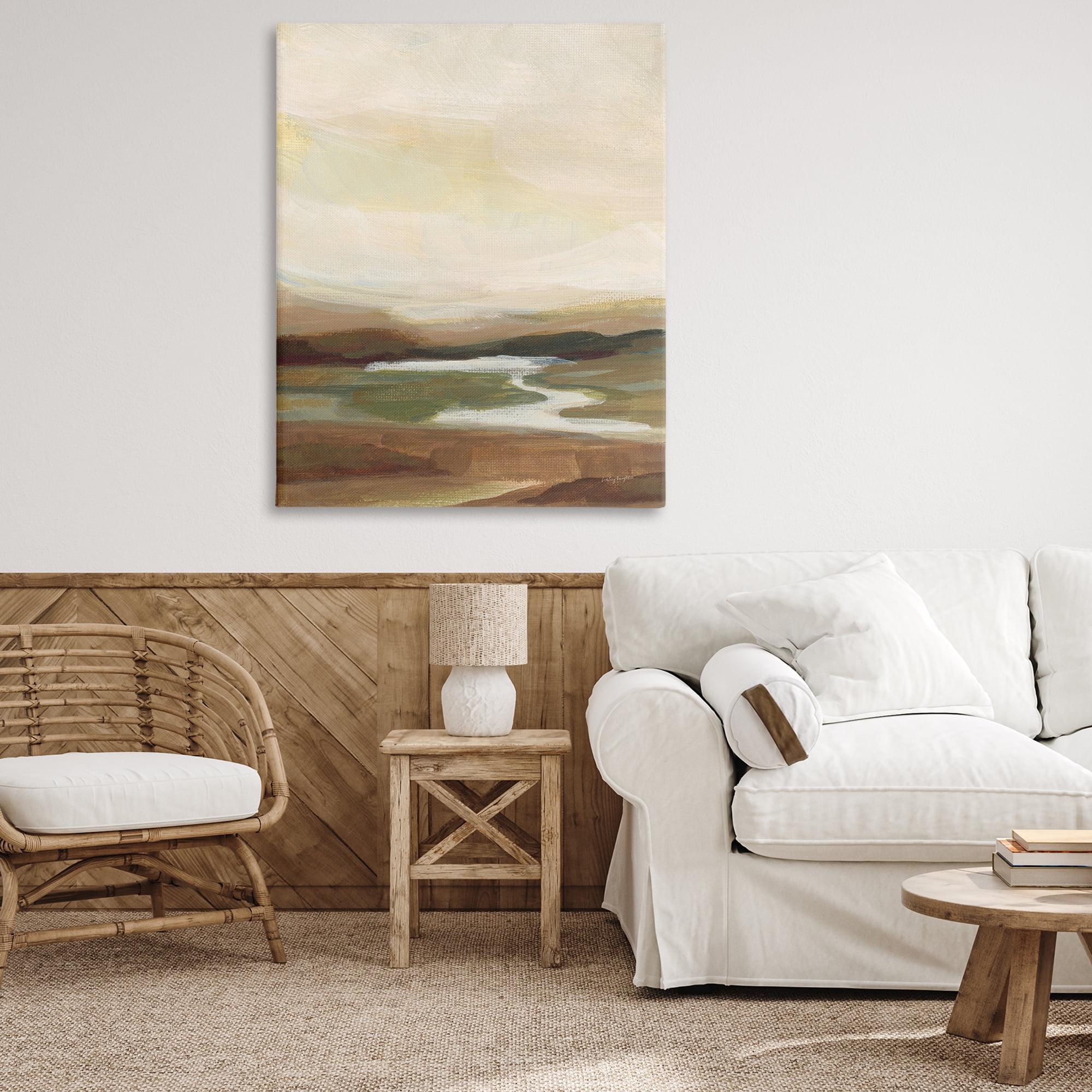 Stupell Industries Chestnut Springs River Landscape Painting Gallery Wrapped Canvas Art Print Wall Art, 36 x 48