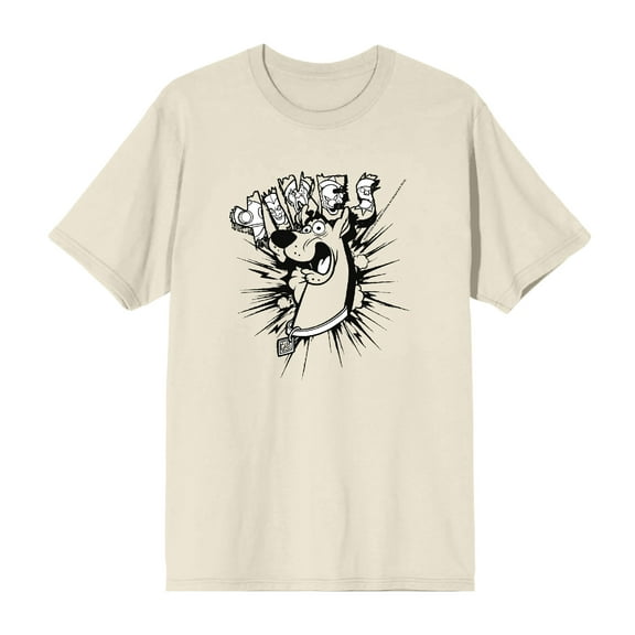 Scooby-Doo Yikes Men's Natural Crew Neck Short Sleeve Tee-XXL