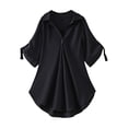 thumbnail image 5 of ZHENHONG T Shirts for Women,Plain Half Rolled Sleeve Chiffon Shirts V Neck Drop Shoulder Loose Tops,Black Women Blouses, 5 of 8