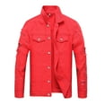 thumbnail image 5 of LZLER Ripped Jean Jacket for Men Red Fashion Denim Jacket Men, 5 of 5