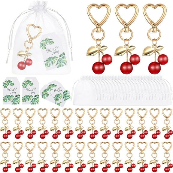 20 Set Cherry Keychain Gift Set, Cherry Party Favors For Party Favors Adults, Cute Keychains Bulk, Bag Charms Bulk, Cherry Accessories, Suitable For Weddings And Birthday Parties