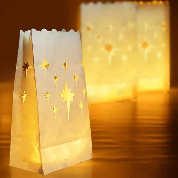 Gazdag 20 PCS White Luminary Bags, Flame Resistant Candle Bags, Tea Light Luminaries for Wedding, Valentine's Day, Halloween, Thanksgiving, Christmas, Party