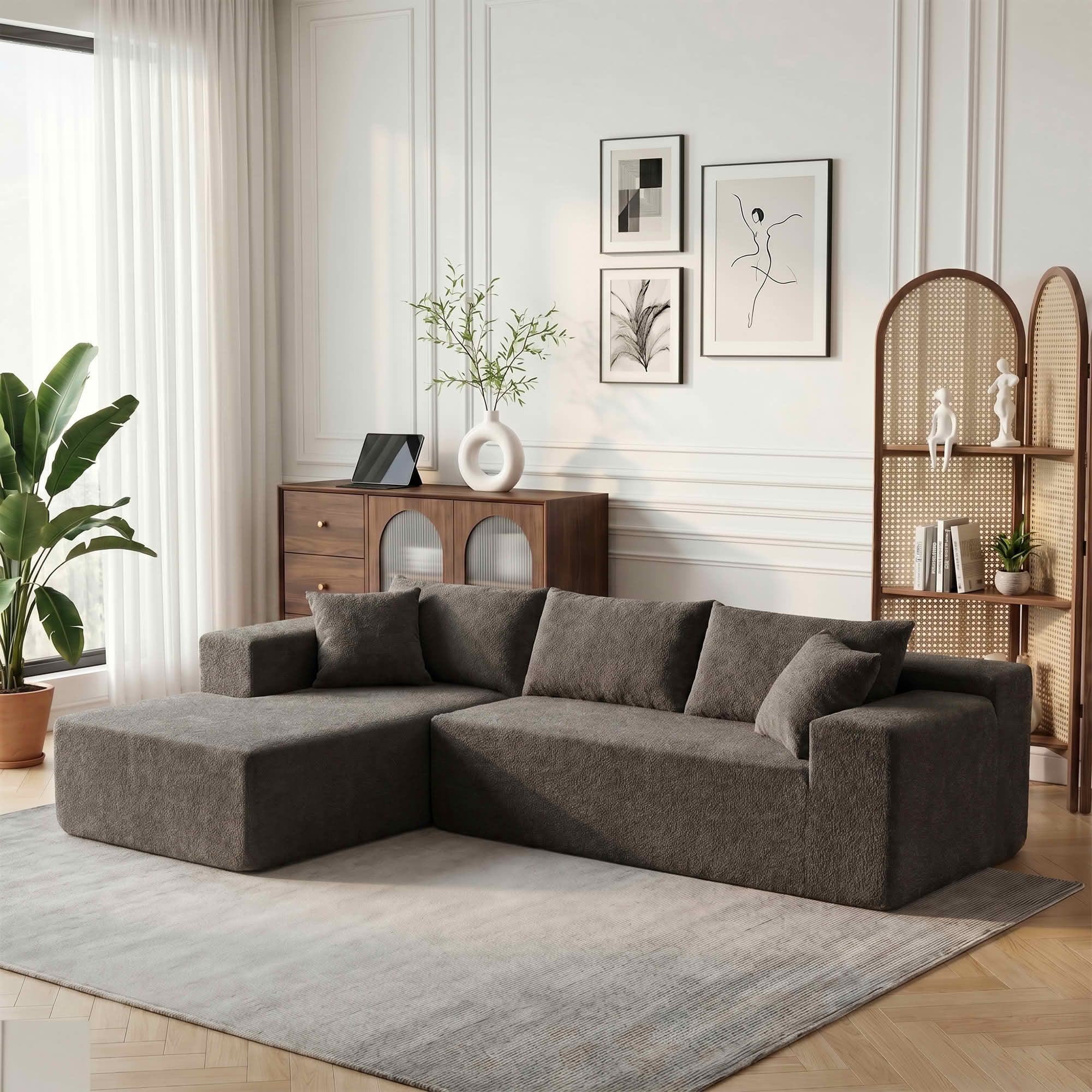 MAYEERTY 104" Cloud Sectional Couch with L-Shape Chaise, Modern Modular Sofa with Deep Seat, Upholstered Couches with Back Cushion for Living Room Bedroom, No Assembly Required