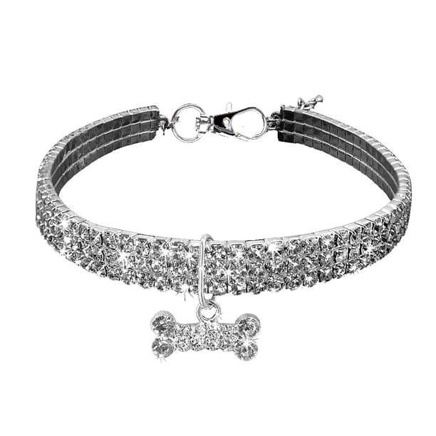 Xihbxyly Collar para Perro con Diseño de Diamantes de Imitación Brillantes, Elegante Collar para Mascotas, Accesorio para Fiestas de Fin de Semana, Moda Navideña, Cierre de Diamantes de Imitación Fác