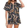 thumbnail image 2 of SwiftWear Women's Summer Vintage Print Button. Pajama Set 2 Piece- Retro Collar Short Sleeve Top & Shorts Cozy Loungewear, 2 of 6