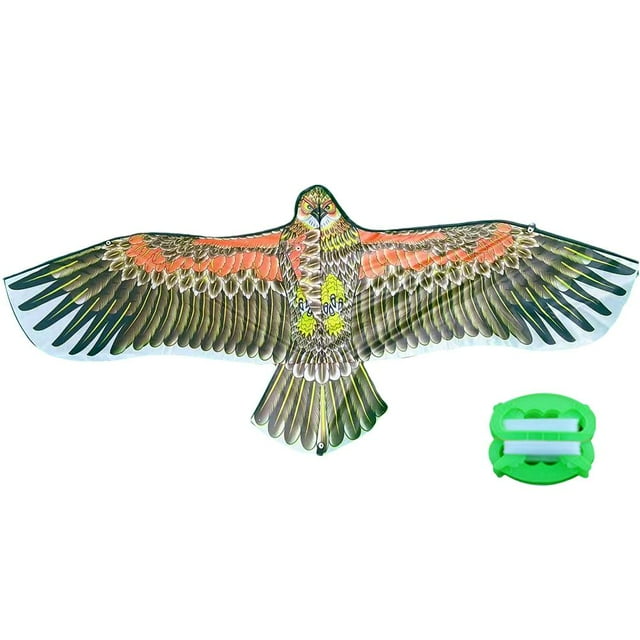 SharkTRUE Kite Toy Kite With Fishing Rod Realistic Eagle Kite With Fishing Rod Reel - m String Board,